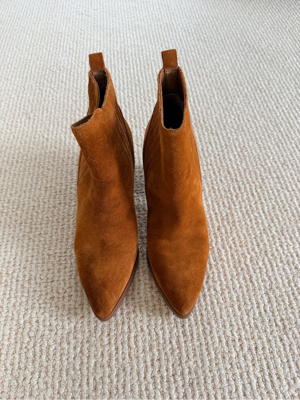 Marc Fisher Suede Pointed Toe Ankle Boots - Chestnut Brown